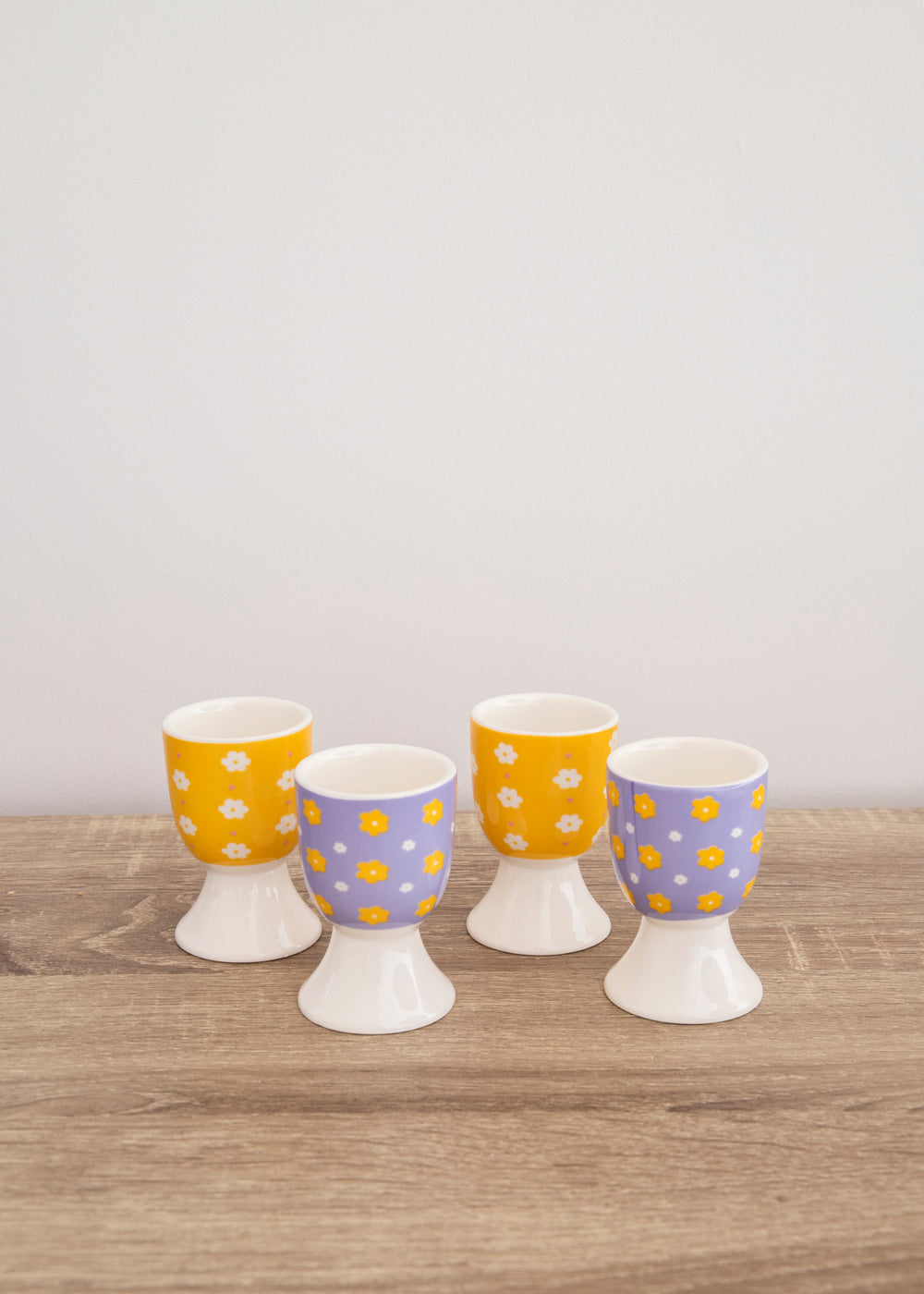KitchenCraft Retro Floral Egg Cup Set - Porcelain, 4 Pieces