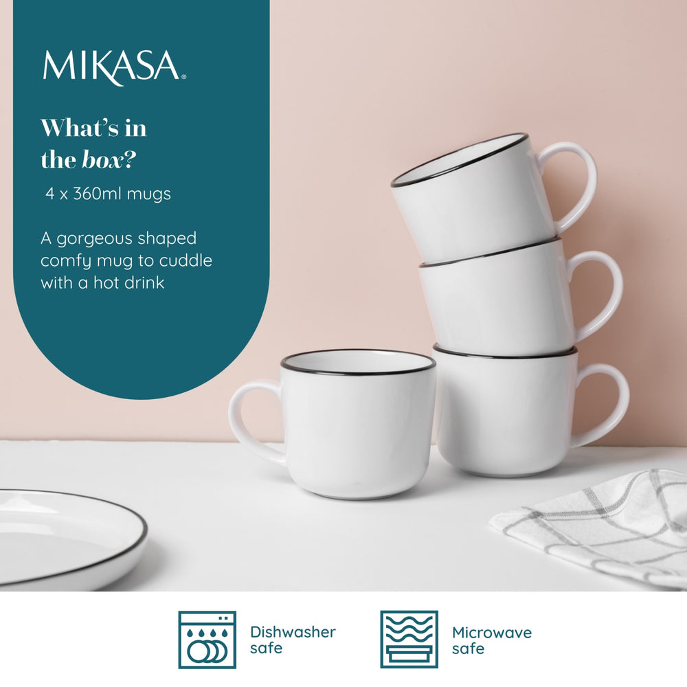 Mikasa Limestone Porcelain Mugs, Set of 4, 360ml, White
