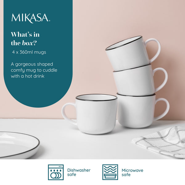 Mikasa Limestone Porcelain Mugs, Set of 4, 360ml, White image 9