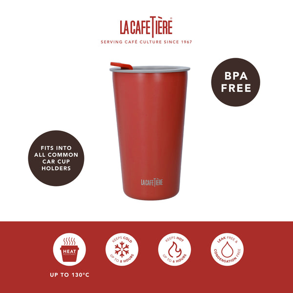 La Cafetière Pavia Travel Flask, 400ml, Red image 8