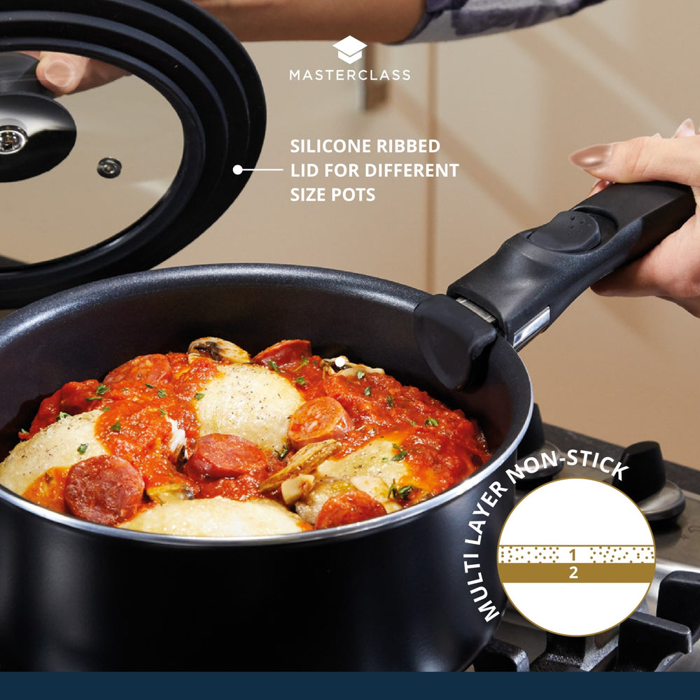 MasterClass Smart Space Set of Three Stacking Induction-Safe Non-Stick Pans