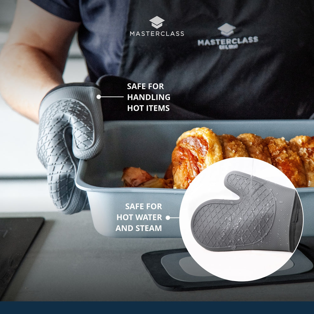 MasterClass Waterproof Silicone Double Oven Gloves with Thumbs