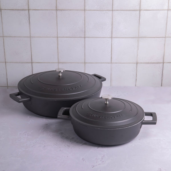 MasterClass 2pc Cast Aluminium Casserole Dish Set with 2x Non-Stick Casserole Dishes, 2.5L and 5L, Black image 2