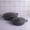 MasterClass 2pc Cast Aluminium Casserole Dish Set with 2x Non-Stick Casserole Dishes, 2.5L and 5L, Black