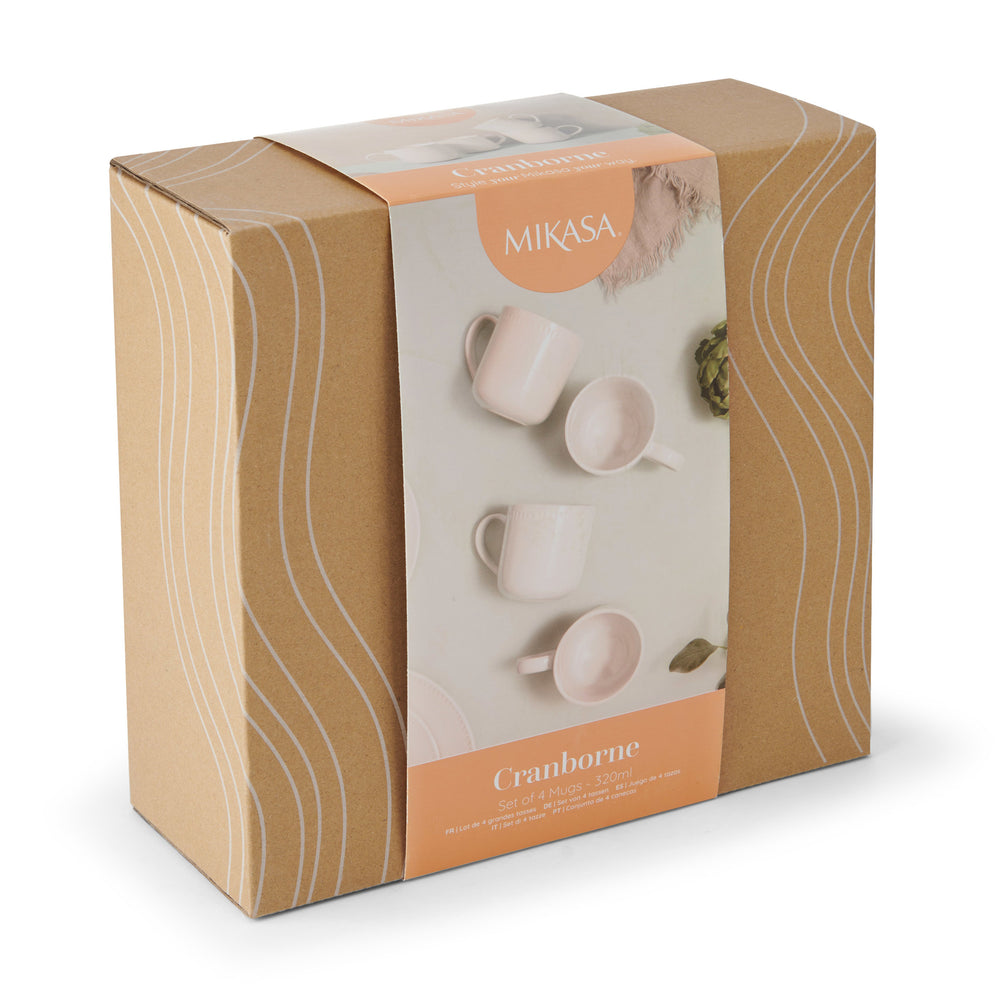 Mikasa Cranborne Stoneware Mugs, Set of 4, 320ml, Cream