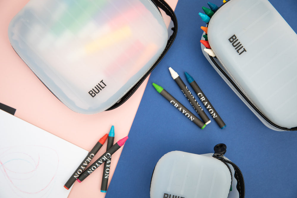 BUILT Silicone Bag with Zip for Snacks, Make-Up and More, 16 x 16cm BPA-Free Reusable Storage Pouch