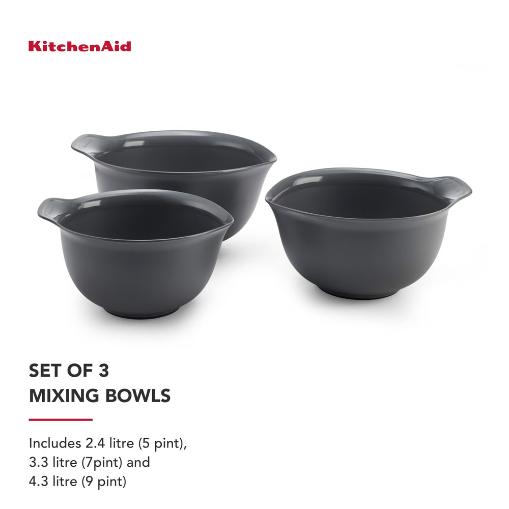 KitchenAid 3pc Nesting Mixing Bowl Set - Charcoal Grey