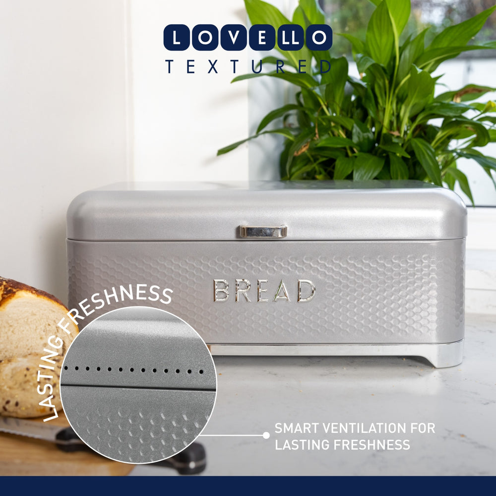 Lovello Textured Bread Bin - Shadow Grey