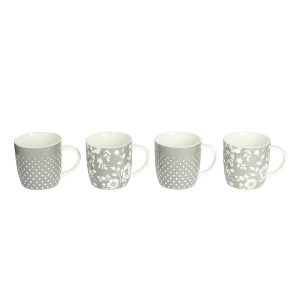 KitchenCraft Grey Floral / Polka Dot Mugs - Set of 4 image 13