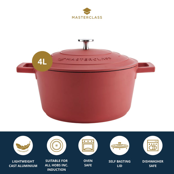 MasterClass Red Cast Aluminium Casserole Dish, 4L image 6