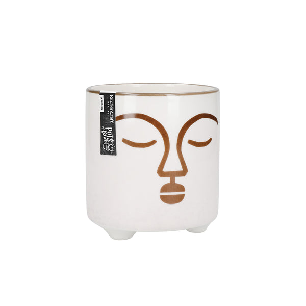 KitchenCraft Abstract Face Planter, Dolomite, White / Brown image 4