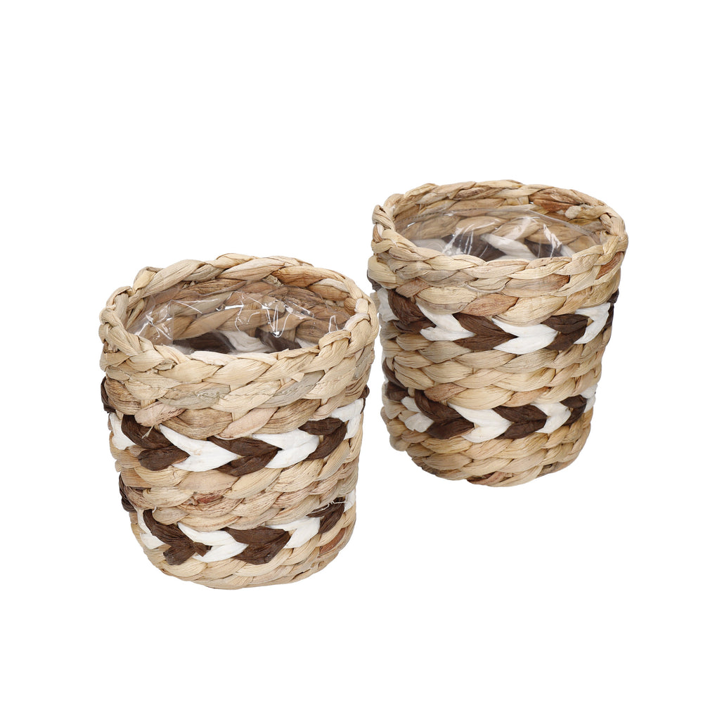 KitchenCraft Water Hyacinth Planters, Set of 2, Striped Design