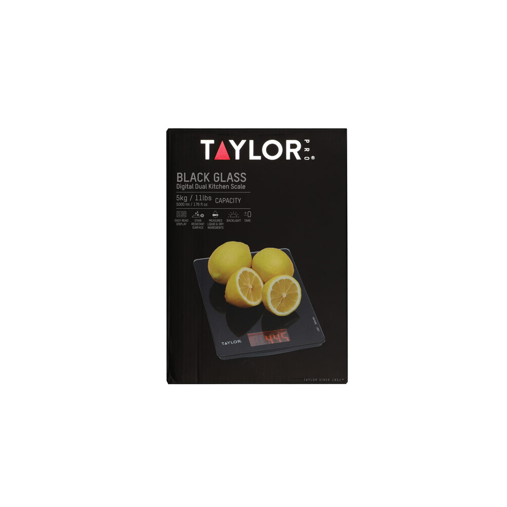 Taylor Pro Black Glass Digital Dual 5Kg Kitchen Scale