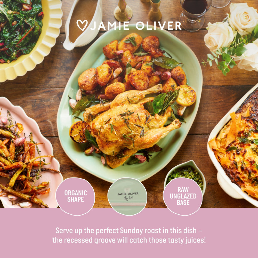 Jamie Oliver Big Love Feast Platter, Stoneware, Green, 40 x 32cm