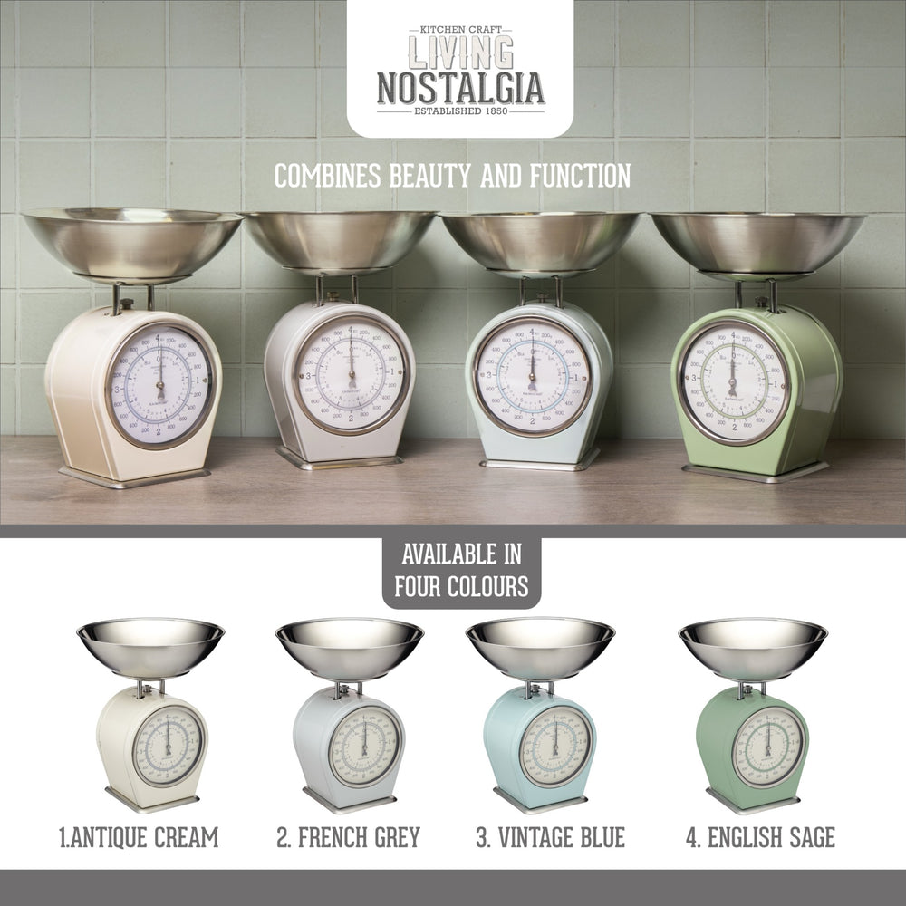 Living Nostalgia Mechanical Kitchen Scales - English Sage Green