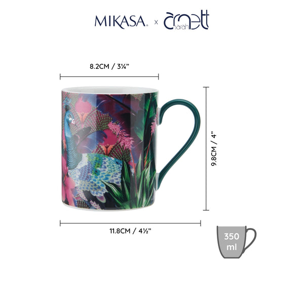 Mikasa x Sarah Arnett Porcelain Mug with Peacock Print, 350ml image 8