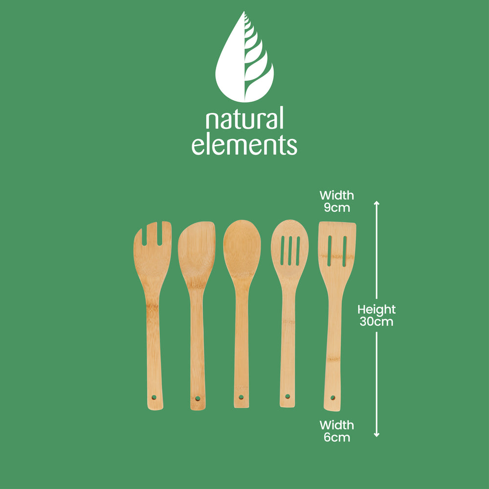 Natural Elements Eco-Friendly 5-Piece Bamboo Kitchen Utensil Set