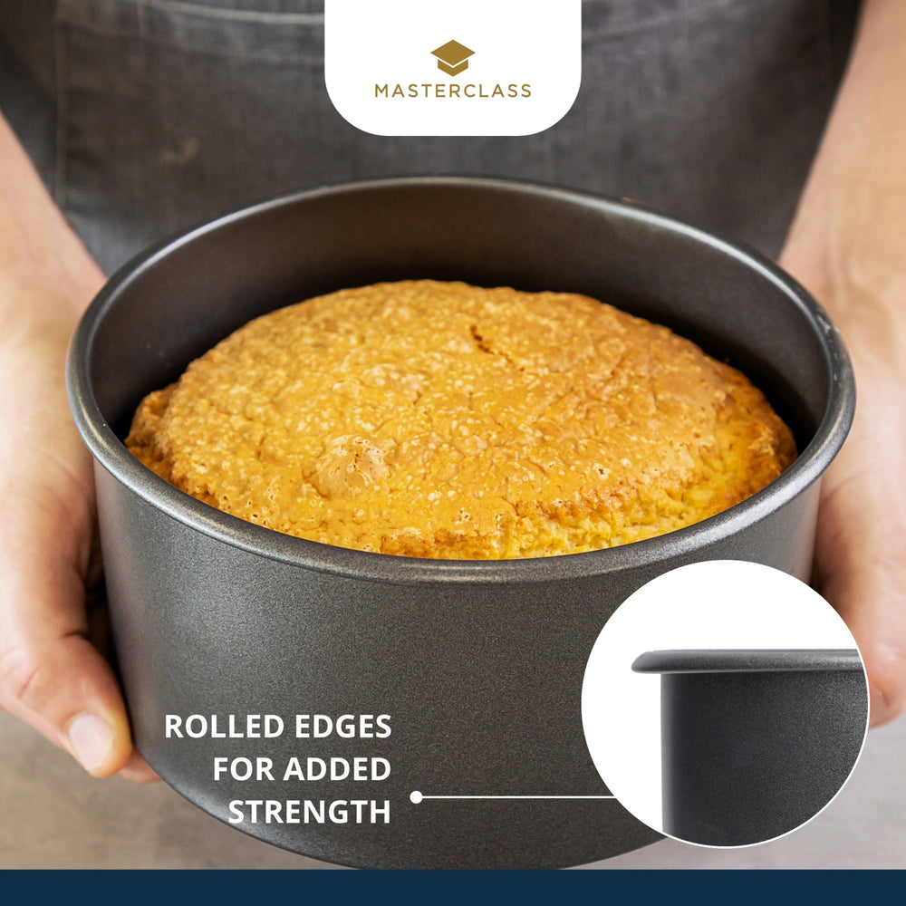 MasterClass Non-Stick Round Loose Base Deep Cake Pan, 18cm