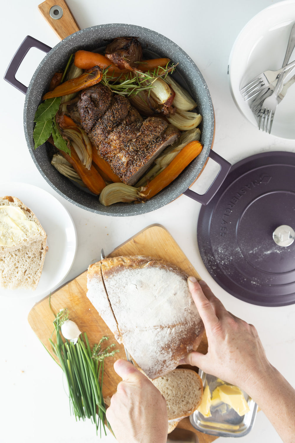 MasterClass Purple Cast Aluminium Casserole Dish, 28cm, 5L