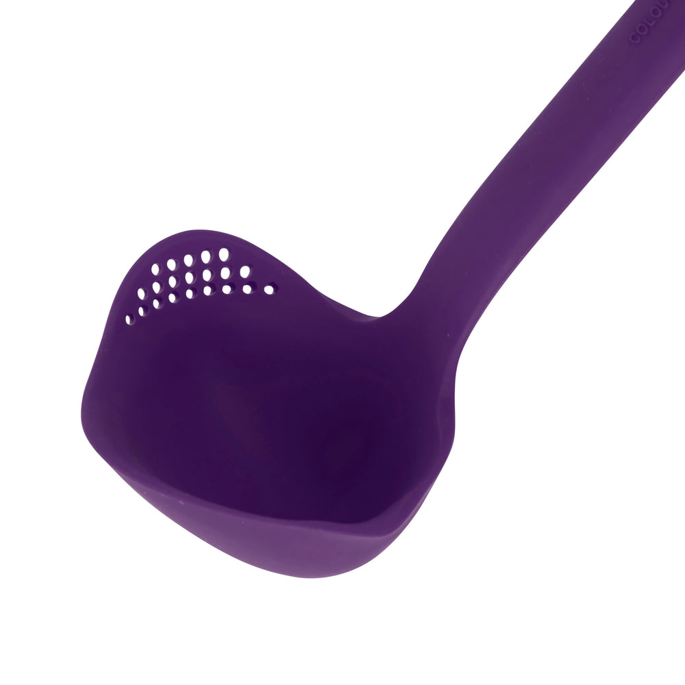 Colourworks Purple Silicone Ladle with Pouring Spout and Straining Holes