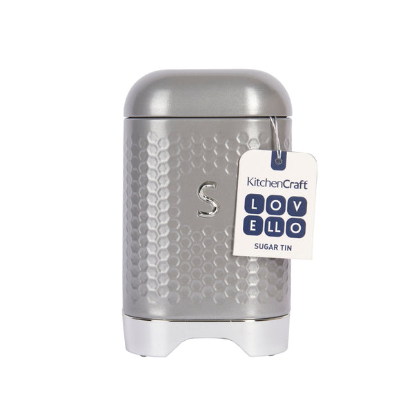 Lovello Retro Sugar Jar with Geometric Textured Finish - Shadow Grey image 4