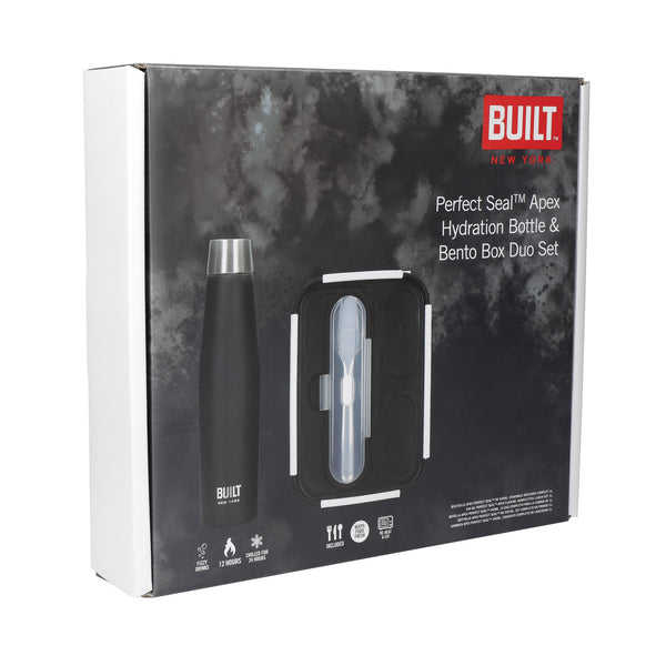 BUILT Bento Lunch Box & Apex Insulated Water Bottle Set, Black image 4
