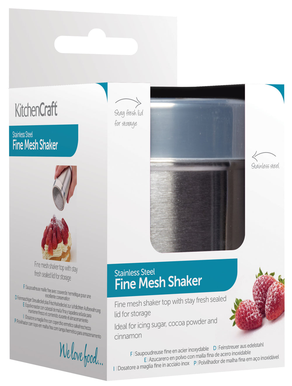 KitchenCraft Stainless Steel Fine Mesh Shaker and Lid