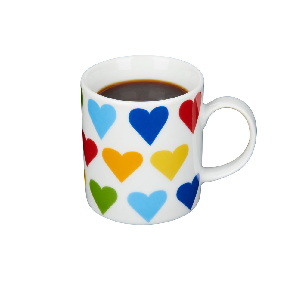 Set of 6 KitchenCraft 80ml Porcelain Hearts Espresso Cups