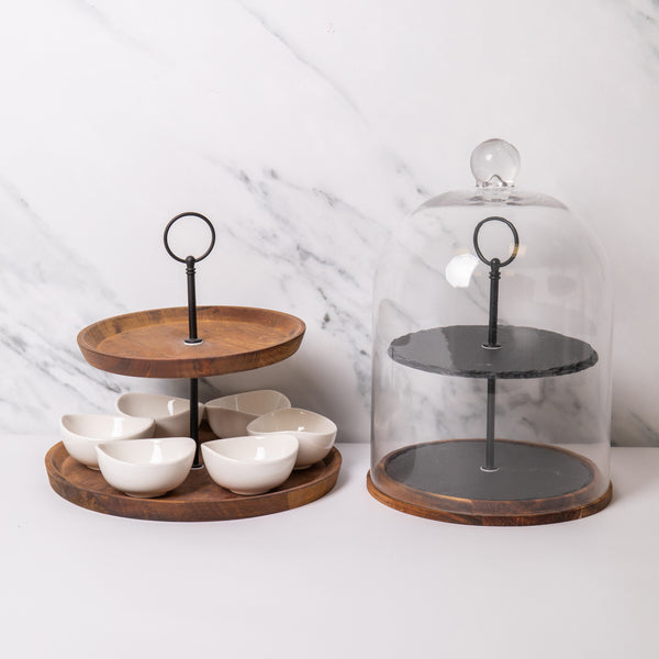 8pc Serveware Set with Appetiser Two-Tier Serving Dome and Appetiser Two-Tier Serving Set with 6x Bowls image 2