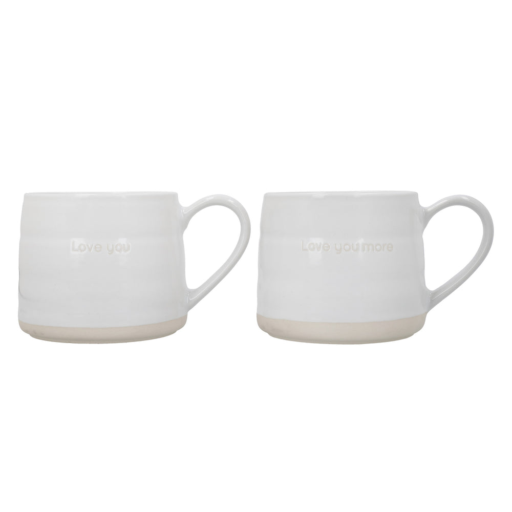Mikasa Farmhouse Love Ceramic Mugs, Set of 2, 380ml, White image 1