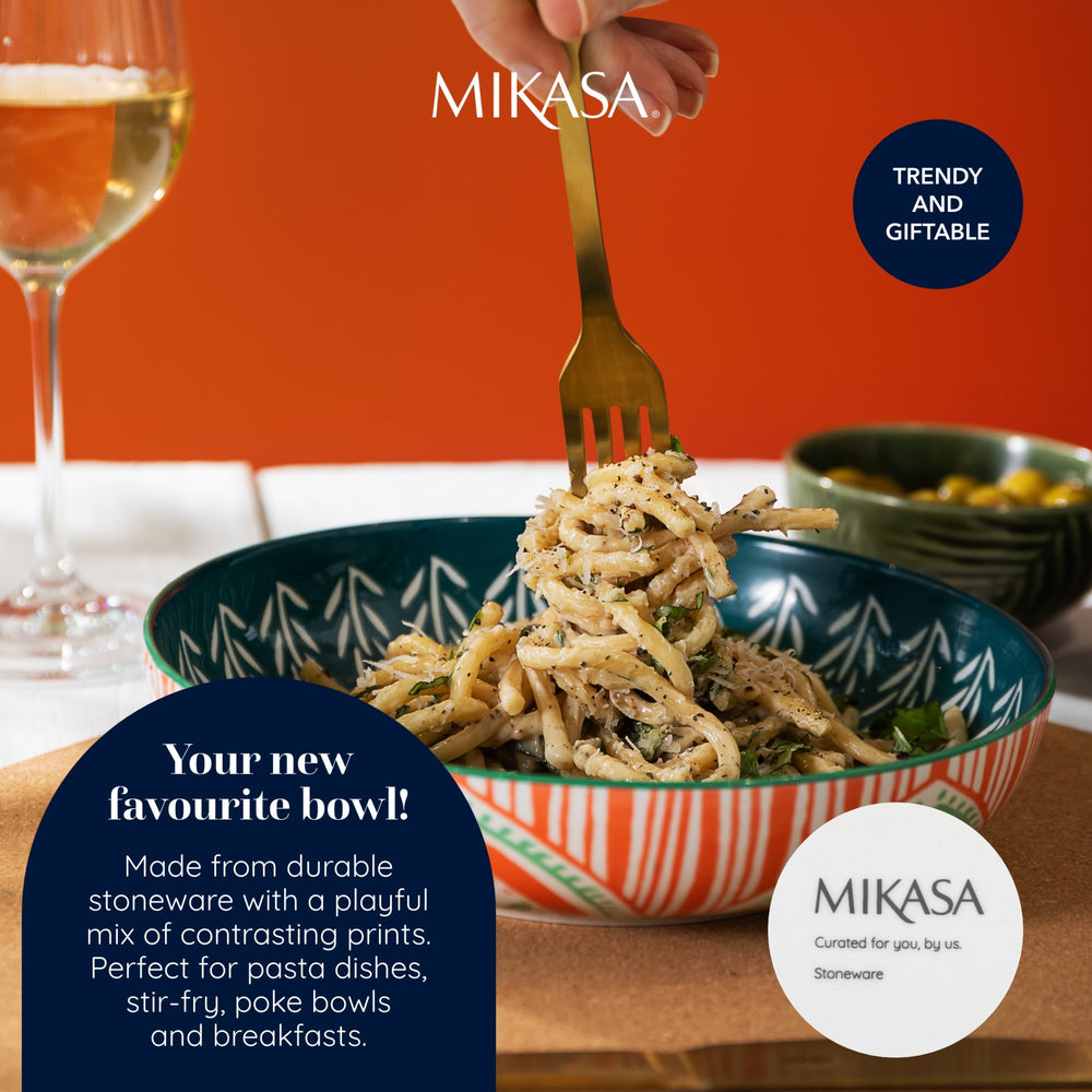 Mikasa Folk Pattern Stoneware Bowl, 21 cm