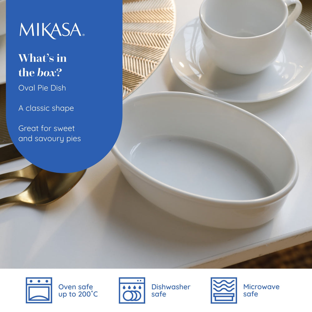 Mikasa Chalk Porcelain Oval Pie Dish, 18cm, White – CookServeEnjoy