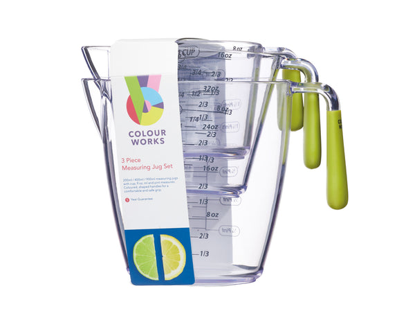 Colourworks 3 Piece Green Acrylic Measuring Jug Set image 4