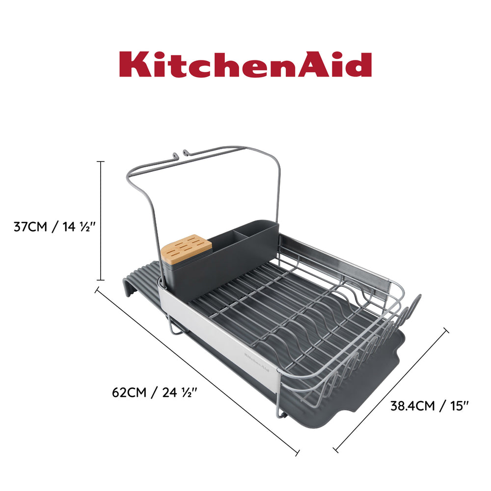 KitchenAid Expandable Dish-Drying Rack with Glassware Attachment