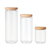 Idilica 3pc Glass Storage Jar Set with Beechwood Lid