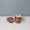 2pc Cup Cakes Ceramic Tea Set with 370ml Ceramic Mug and Ceramic Coaster - Love Hearts