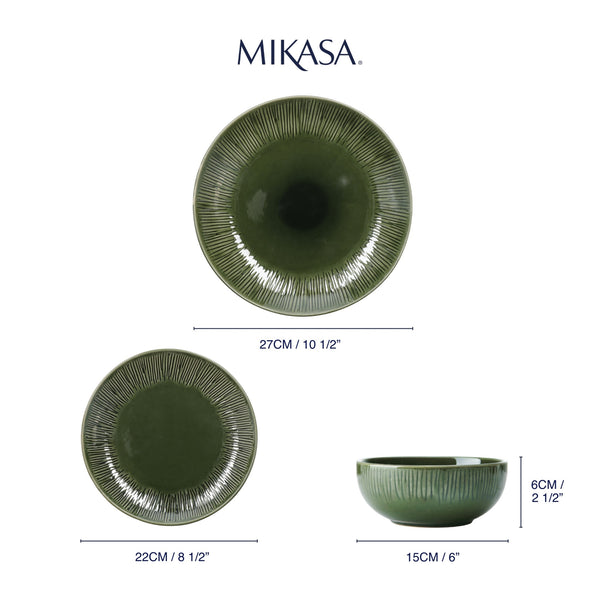 Mikasa Jardin 12-Piece Stoneware Dinner Set, Green image 7