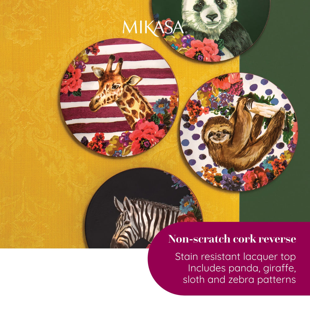 Mikasa Wild at Heart Cork Round Coasters, Set of 4, 12cm