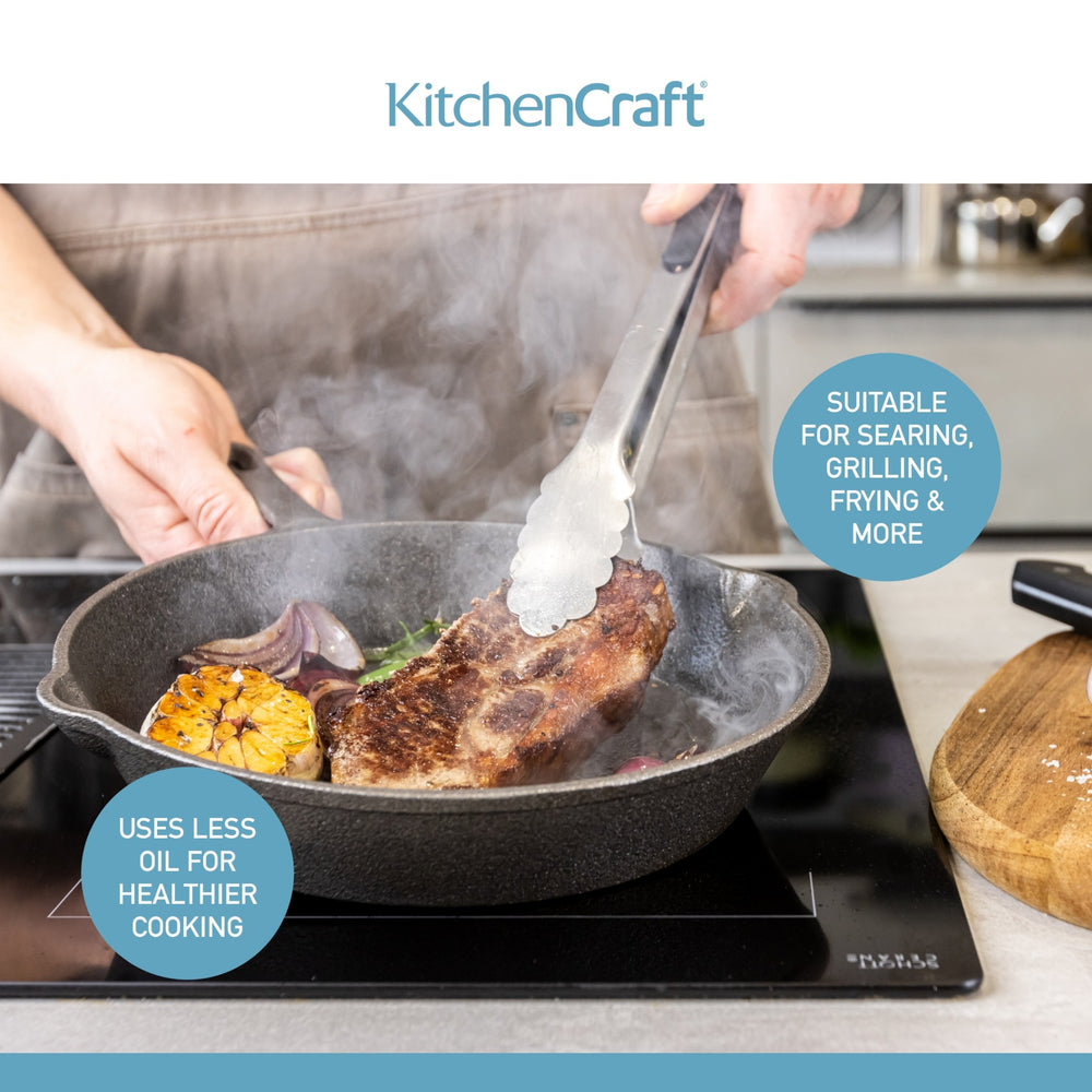 KitchenCraft Deluxe Cast Iron Grill Pan, 24cm