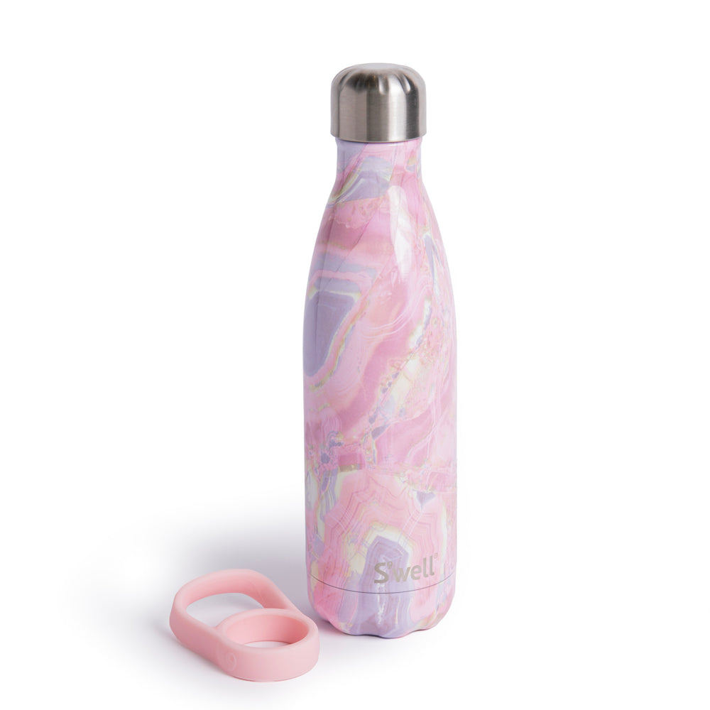 S'well 2pc Travel Bottle Set with Stainless Steel Water Bottle, 500ml, Geode Rose and Pink Bottle Handle image 1