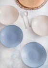KitchenCraft Pasta Bowls Set of 4 in Gift Box, Lead-Free Glazed Stoneware, Blue / Cream, 22cm image 5