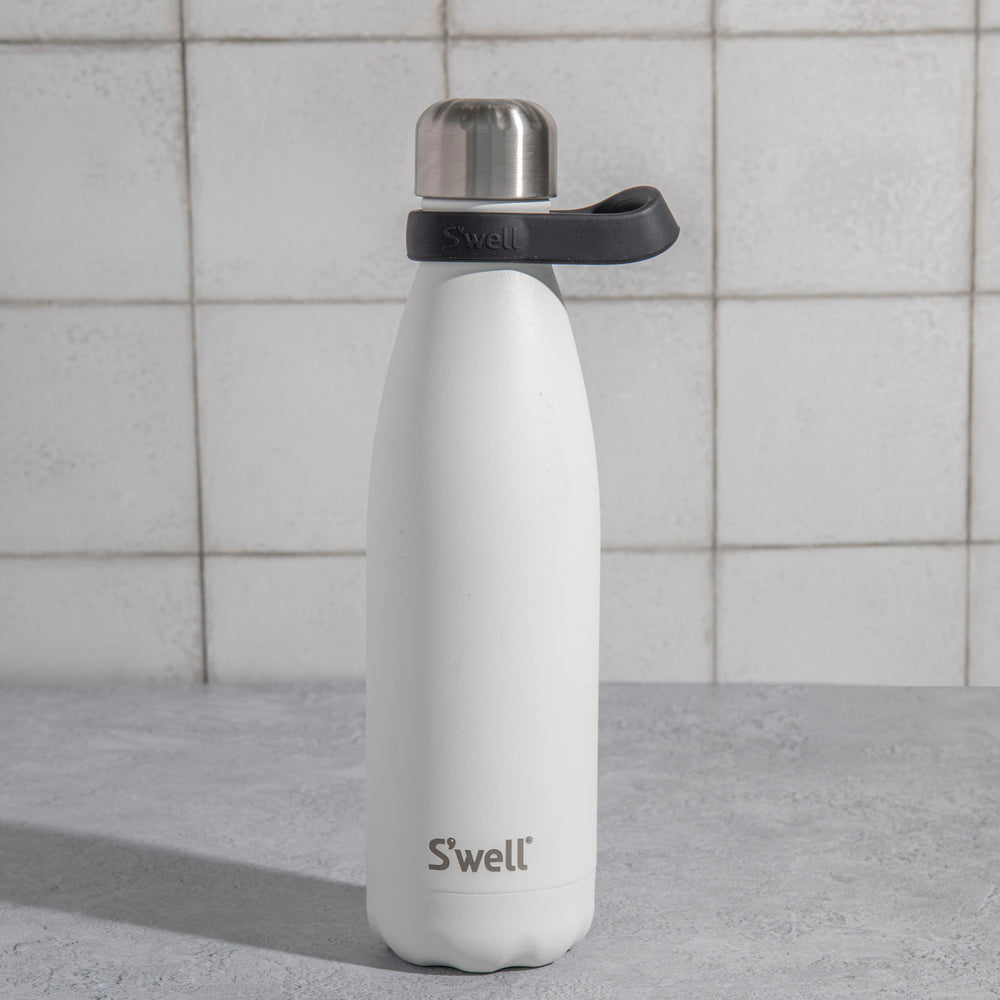 S'well 2pc Travel Bottle Set with Stainless Steel Water Bottle, 500ml, Moonstone and Small Black Bumper