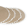 Natural Elements Set of 4 Woven Hessian Placemats with Pom Pom Decorations image 9