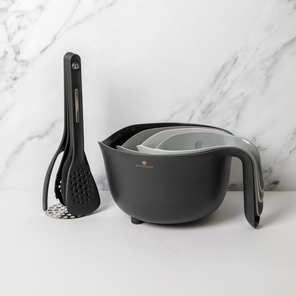 9pc Kitchen Tools Bundle with Mixing Bowl, Colander, Measuring Jugs, 2x Spatulas, Cooking Spoon, Pasta Server & Masher image 2