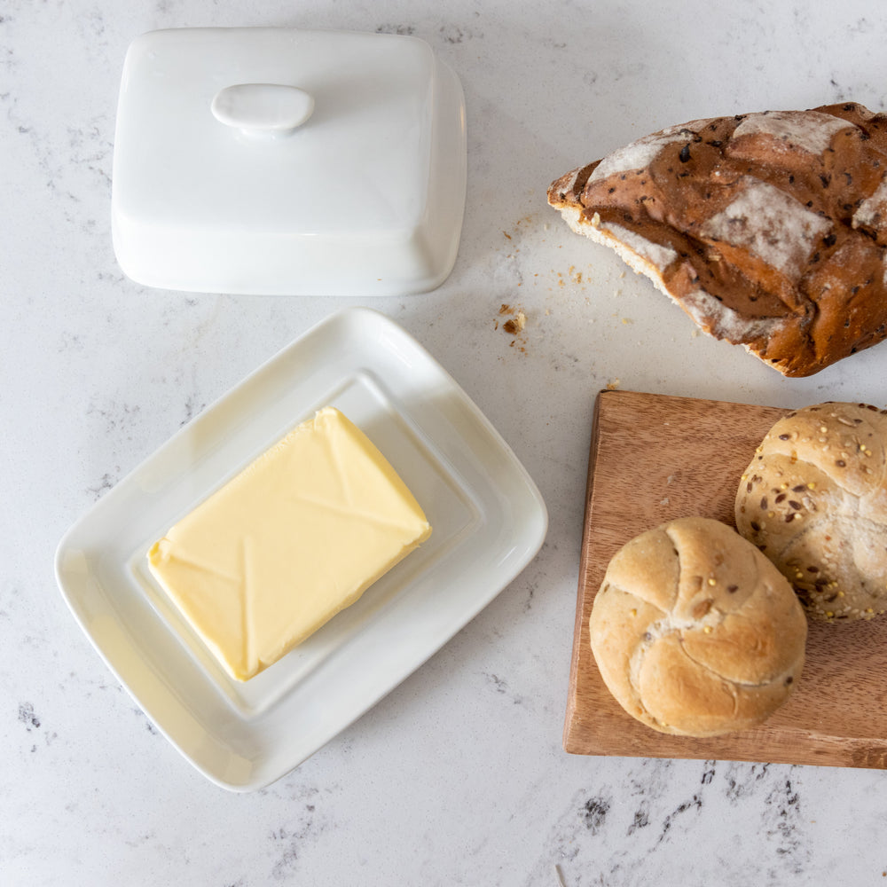 KitchenCraft White Porcelain Covered Butter Dish