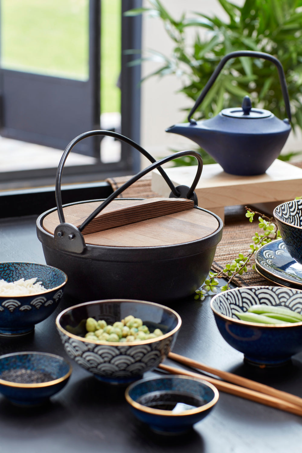 Mikasa Satori Porcelain Miso Serve Bowls, Seigaiha Wave, 11.5cm