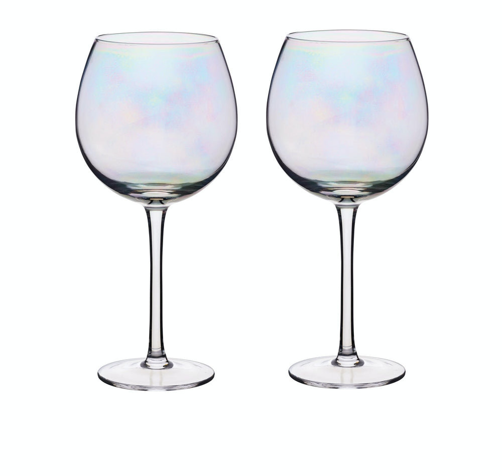 3pc Drinkware Set with 2x Iridescent Gin Glasses and Lazy Fish Stainless Steel Corkscrew