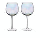 3pc Drinkware Set with 2x Iridescent Gin Glasses and Lazy Fish Stainless Steel Corkscrew