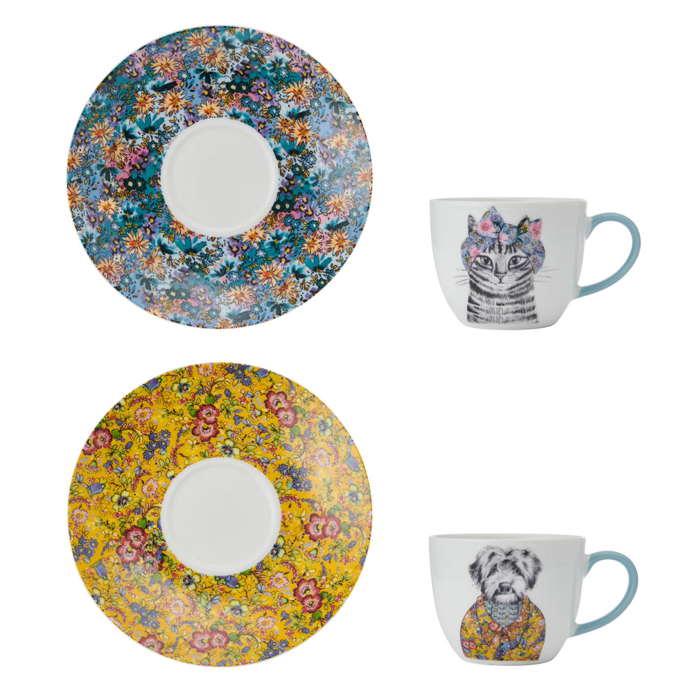 Mikasa x Tipperleyhill Teacups and Saucers, Set of 2, 240ml