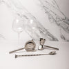 5pc Barware Set with 2x Handmade Gin Glasses, Stainless Steel Mixing Spoon, Strainer and Double Jigger